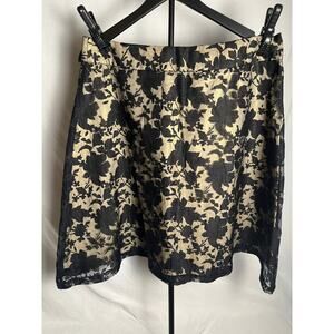 Apt. 9 Vintage Floral Lace Overlay Skirt Women’s Size 14 Black Gold
